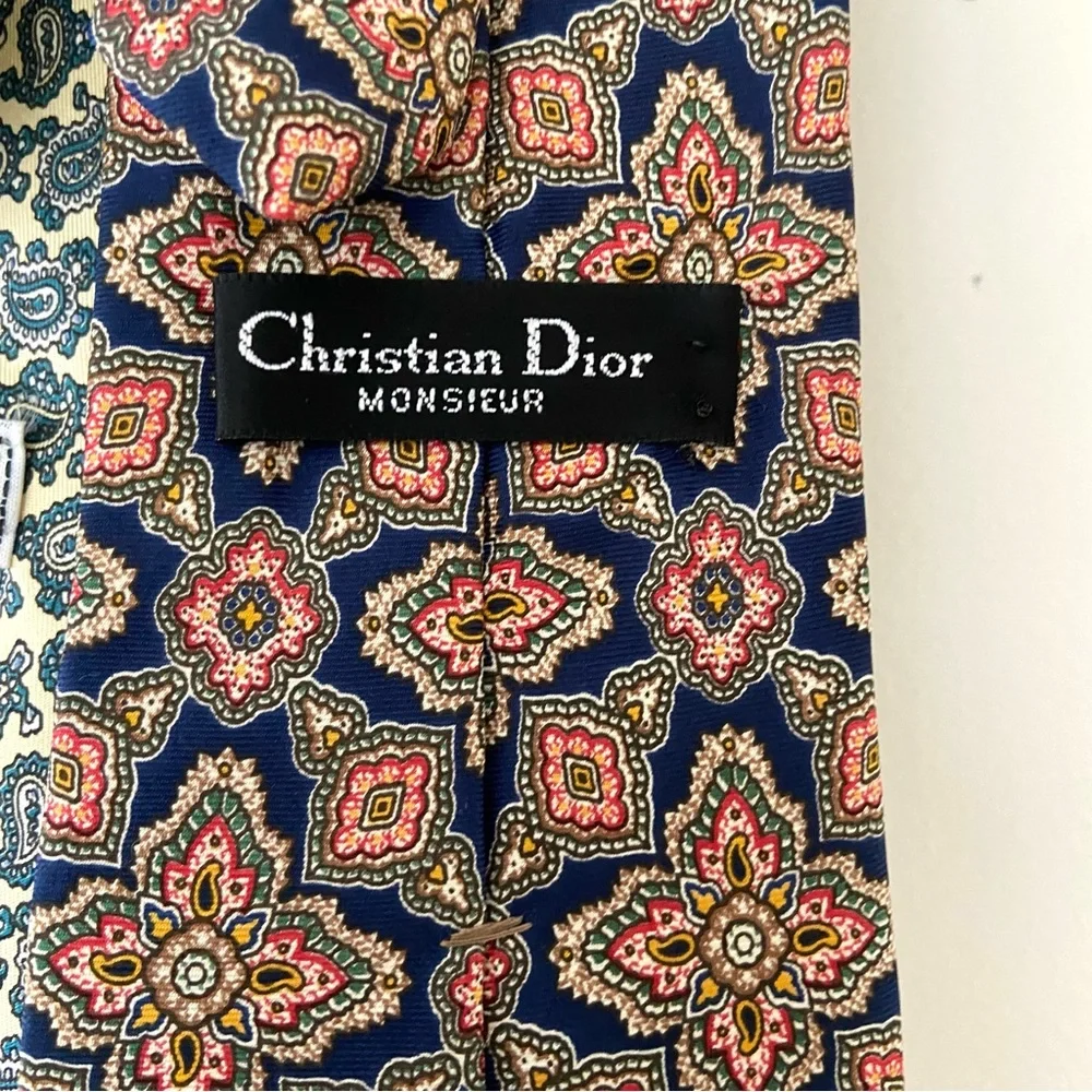 Lot of 4 Luxury Designer All Silk Ties Hardy Amies Christian Dior Paisley Formal